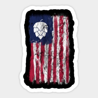 Grunge American Flag With Hops Sticker